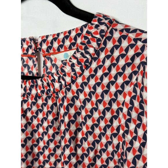 Boden Silk Blend Geometric Print Short Sleeve Blouse Top Small - Picture 3 of 8